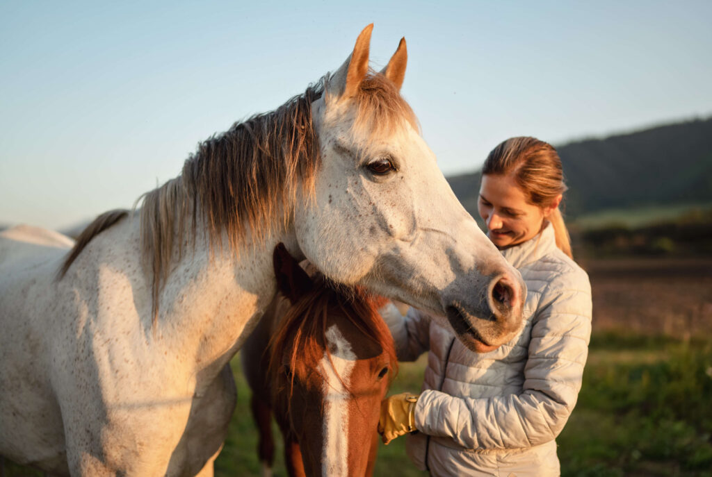 lady happy with horse